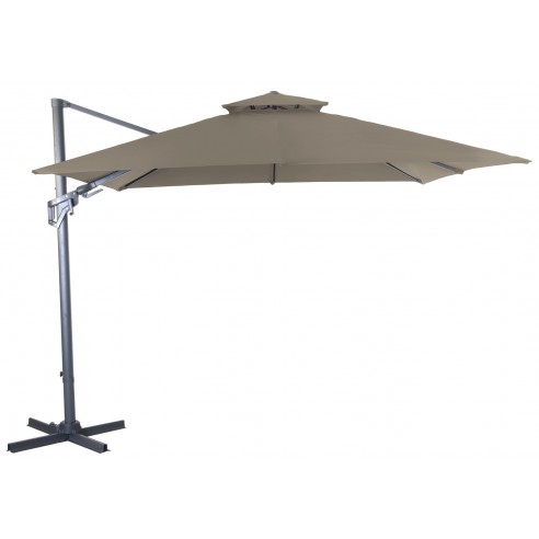 Parasol déporté Taupe NH BIO 3x3 m - orientable et inclinable - Proloisirs