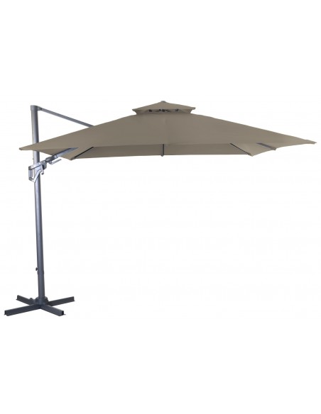 Parasol déporté Taupe NH BIO 3x3 m - orientable et inclinable - Proloisirs