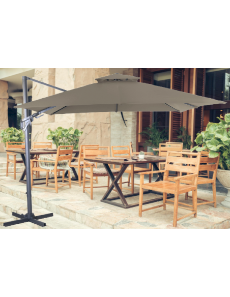 Parasol déporté taupe NH BIO 3x3 m - orientable et inclinable - Proloisirs