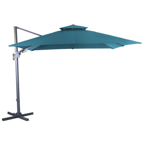 Parasol déporté Bleu NH BIO 3x3 m - orientable et inclinable - Proloisirs