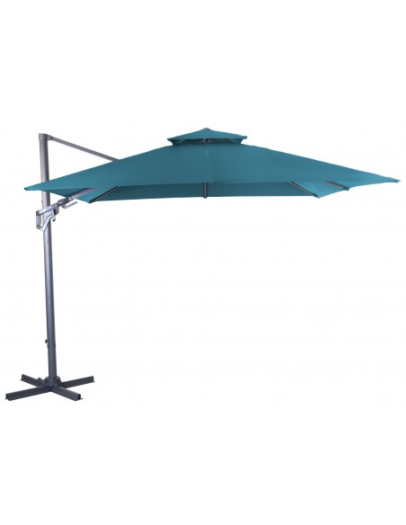 Parasol déporté Bleu NH BIO 3x3 m - orientable et inclinable - Proloisirs