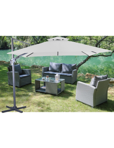 Parasol déporté Blanc NH BIO 3x3 m - orientable et inclinable - Proloisirs