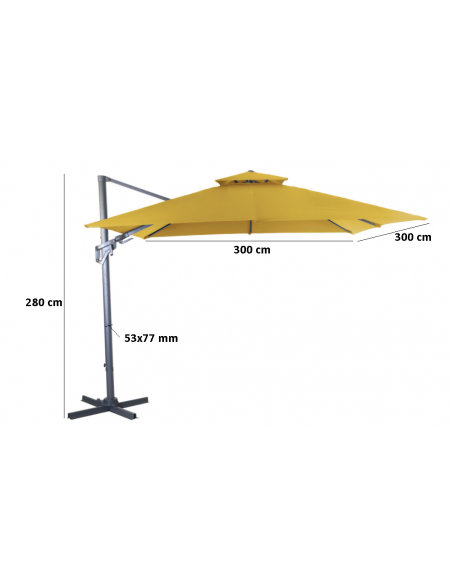 Taille Parasol déporté NH BIO 3x3 m - orientable et inclinable - Proloisirs