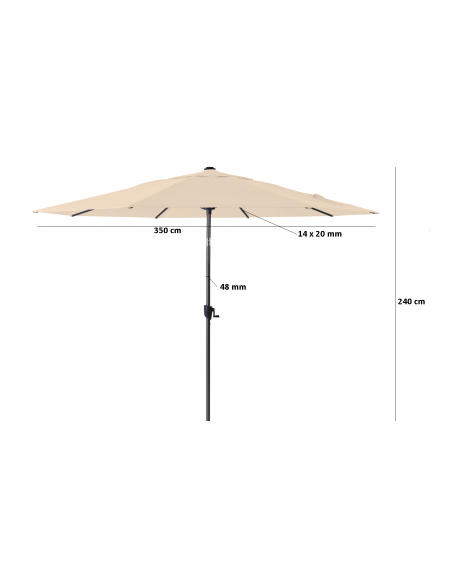 Parasol droit ø 350 cm en Aluminium Grey à manivelle - Taupe