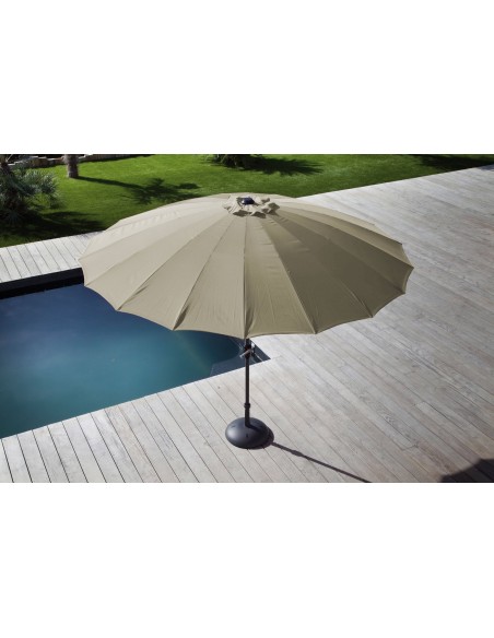 Parasol droit Pagode D.3m - coloris gris argile - Proloisirs