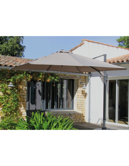 Parasol déporté Roma 3 x 3 M en Aluminium - Taupe - Proloisirs