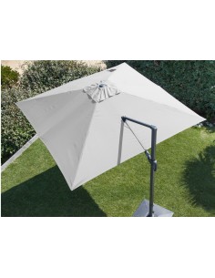 Parasol déporté NH 3x3 m écru en aluminium orientable, inclinable et rotatif - Proloisirs