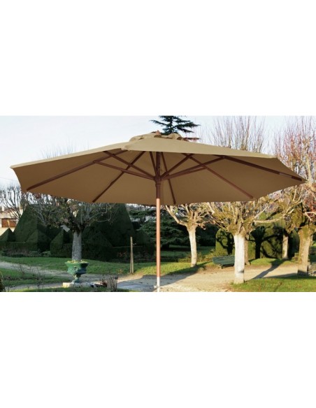 Parasol bois 3 m ouverture à manivelle Taupe - Proloisirs