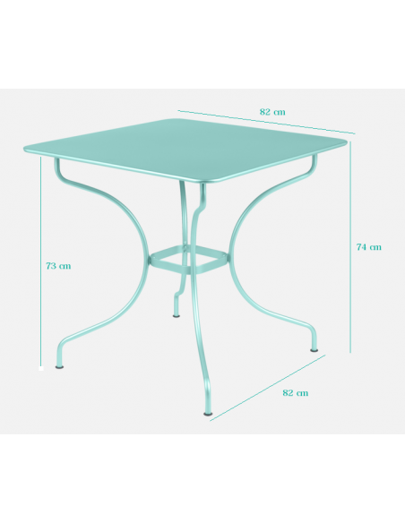 Table de jardin Opéra Carronde carrée 82 x 82 cm - Acier - Vert Opaline