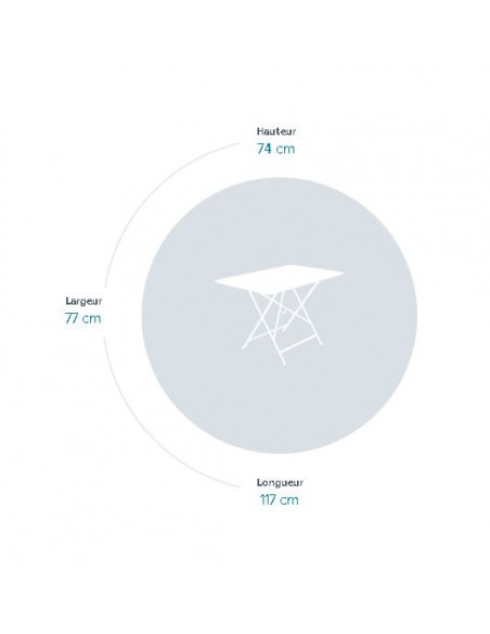 Table pliante Bistro 117 x 77 cm - Métal pliante rectangle - Cactus