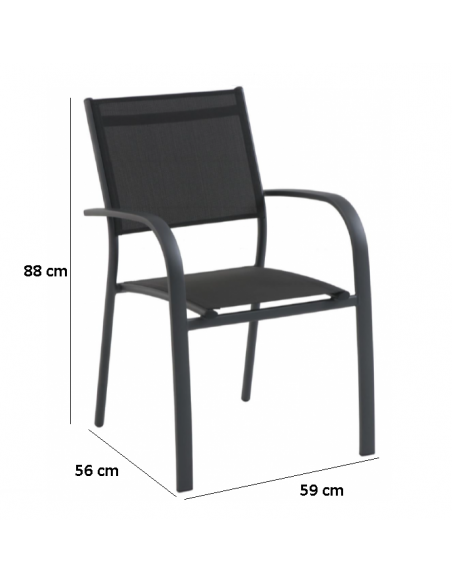 Achat CREADOR - Fauteuil de jardin TOSCA en Aluminium et textilène - Anthracite chiné