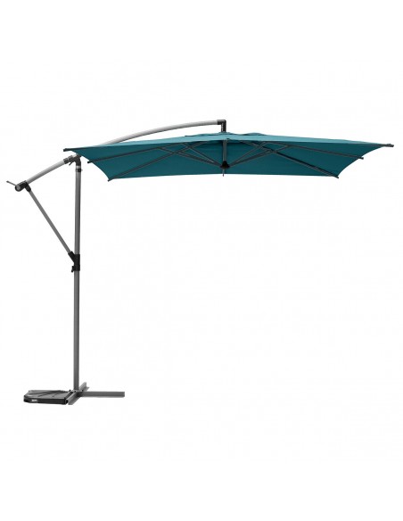 Parasol déporté carré Manoa 2.5x2.5 m - Acier et polyester bleu canard