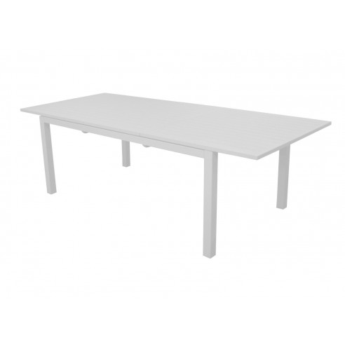 Table Genes 160/240x100 en aluminium blanc