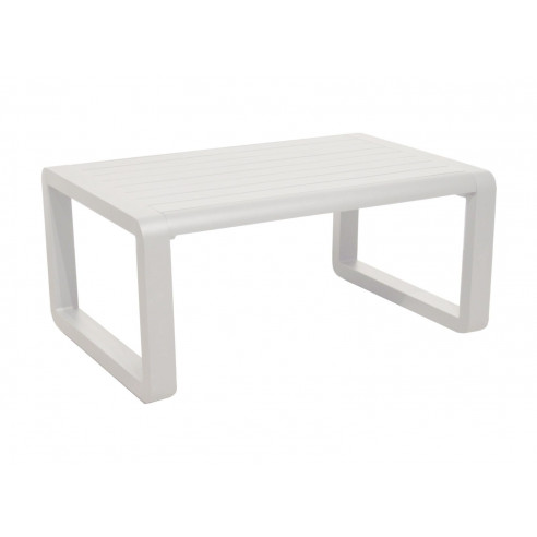 Achat Table basse de jardin QUENZA II - Aluminium - Blanc - Plateau à lattes - PROLOISIRS