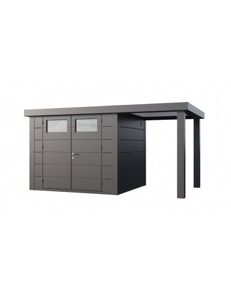 Abri de jardin Eleganto / Classico 2724 Anthracite avec Lounge small ouvert à droite - Telluria