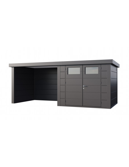 Abri de jardin Eleganto / Classico 2724 Anthracite avec Lounge small fermé à gauche - Telluria