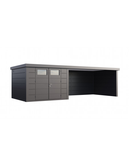 Abri de jardin Eleganto / Classico 3030 Anthracite avec Lounge XL à droite - Telluria