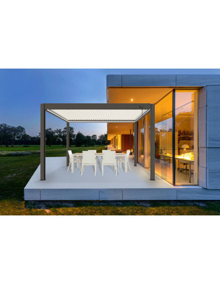 Achat Pergola 3x4M bioclimatique STAR LED manuelle - Grey / Blanc - PROLOISIRS