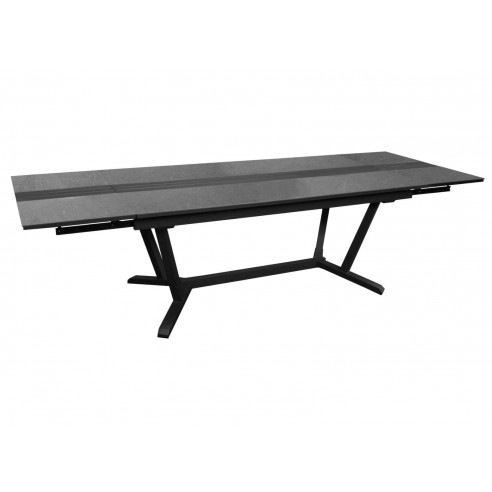 Table GALLEO 180/230/280x100 en ALU/HPL/LATTES - Graphite / Chêne - PROLOISIRS