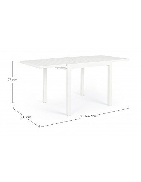 Achat Table PELAGIUS extensible - Aluminium - 83 / 166 x 80 cm - Blanc - BIZZOTTO