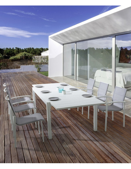 Achat Table PELAGIUS extensible - Aluminium - 83 / 166 x 80 cm - Blanc - BIZZOTTO