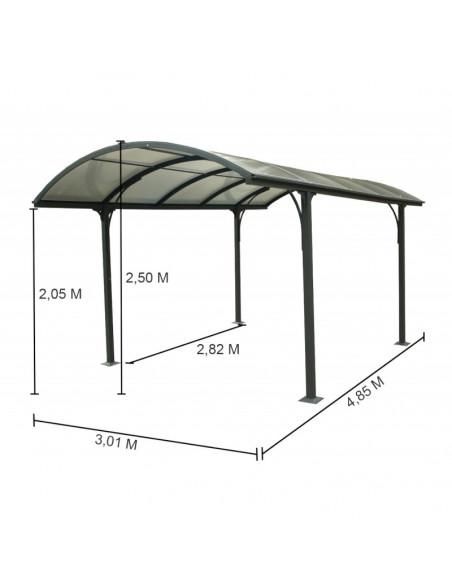 HABRITA - Carport aluminium et polycarbonate 6 mm - 14.62 m²