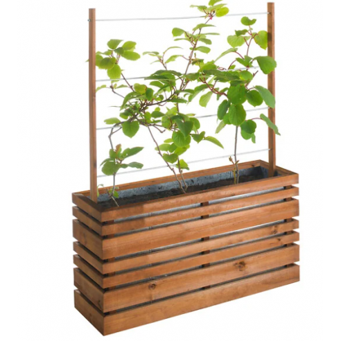 Jardinière LIGN Z en bois traité teinté marron de 50x100 cm