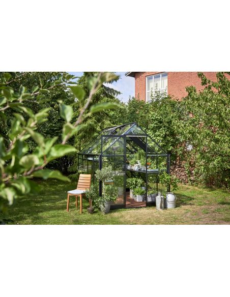 HALLS - Serre de jardin Qube 5.1 m² verre trempé de 3 mm