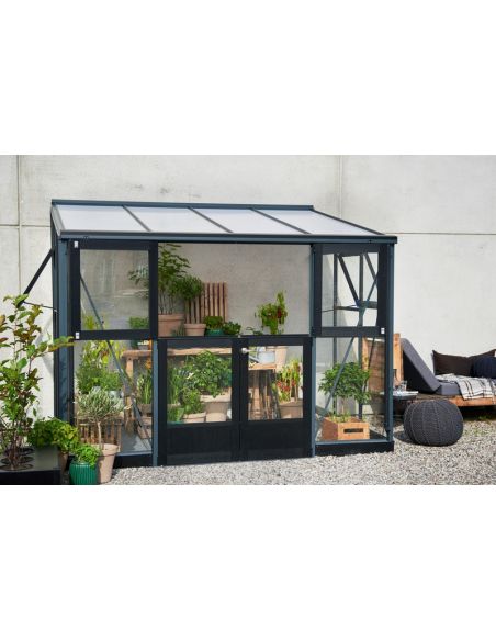 JULIANA - Serre de jardin véranda murale verre trempé 6.6 m² - Aluminium anthracite