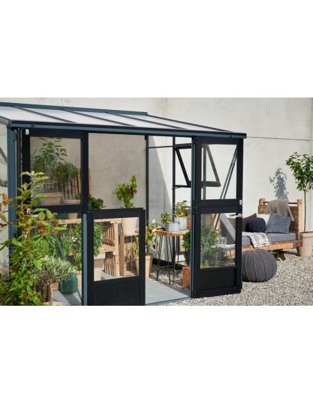 JULIANA - Serre de jardin véranda murale verre trempé 6.6 m² - Aluminium anthracite