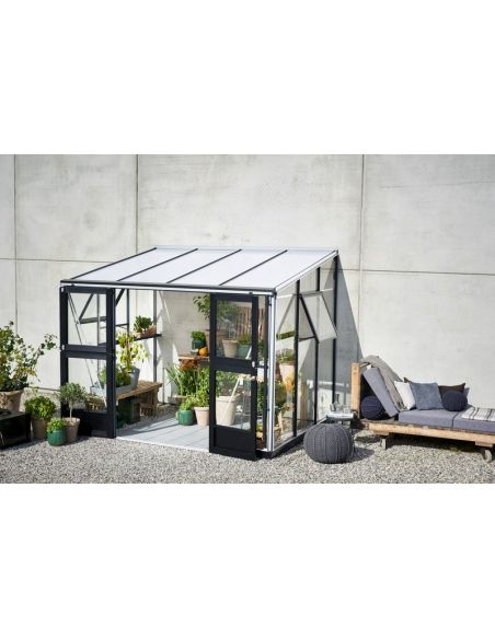 JULIANA - Serre de jardin véranda murale verre trempé 6.6 m² - Aluminium naturel