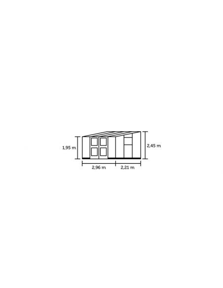 JULIANA - Serre de jardin véranda murale verre trempé 6.6 m² - Aluminium naturel