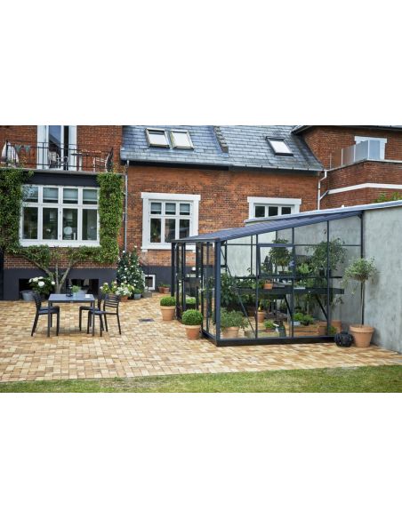 JULIANA - Serre de jardin véranda murale verre trempé 12.9 m² - Aluminium anthracite