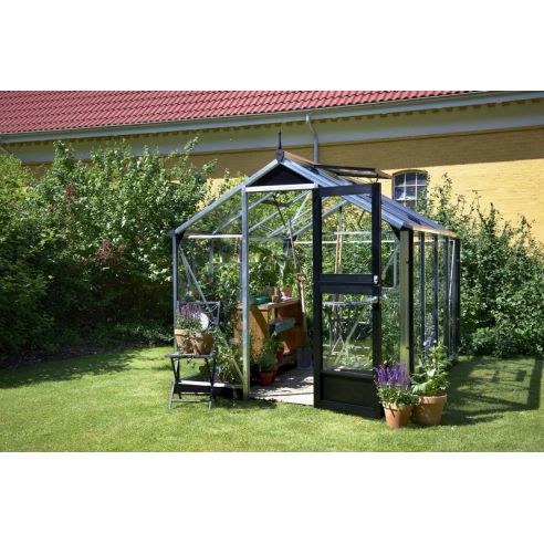 JULIANA - Serre de jardin Compact verre trempé 6.6 m² - Aluminium naturel