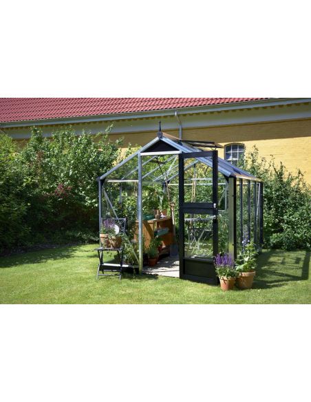 JULIANA - Serre de jardin Compact verre trempé 6.6 m² - Aluminium naturel