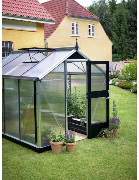 JULIANA - Serre Compact polycarbonate 10mm 6.6 m² - Aluminium naturel