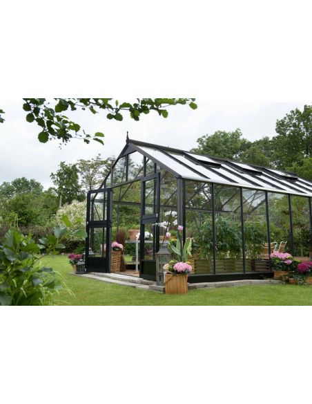 JULIANA - Serre de jardin Gartner verre trempé - 16.2 à 21.4 m² - Aluminium anthracite