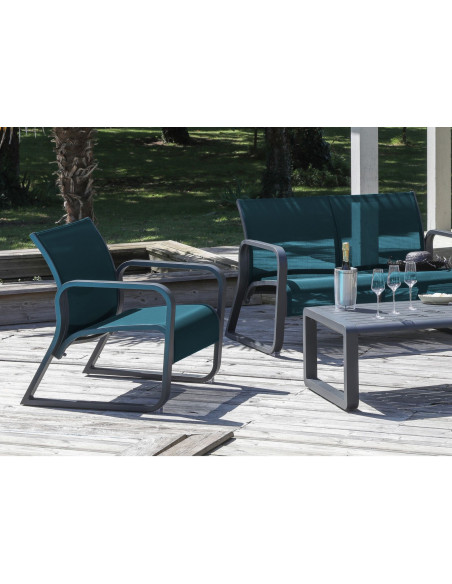 Fauteuil Lounge QUENZA II - Aluminium - Graphite / Bleu - PROLOISIRS