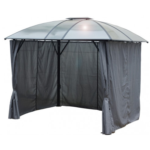 HABRITA - Gloriette aluminium avec rideaux l.3 x L.3.60 m