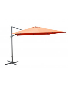 PROLOISIRS - Parasol déporté rotatif et orientable - 3 x 3 m - Paprika