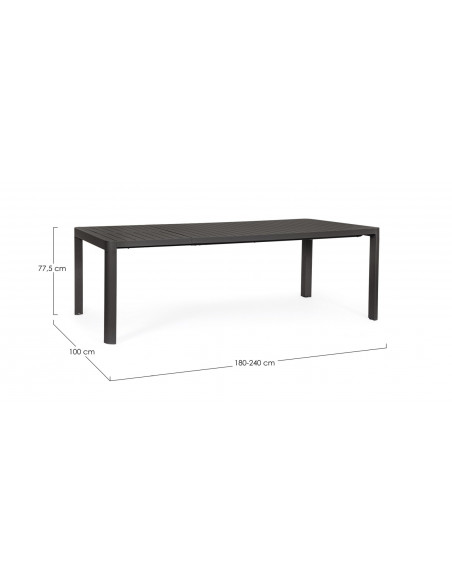 BIZZOTTO - Table KIPLIN - 180/240 X 100 cm - Anthracite