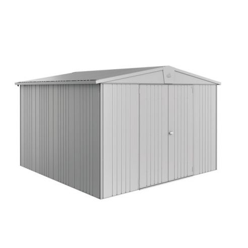 BIOHORT - Abri Europa double-portes L.316 x P.300 - Taille 7 - Argent Métallique 