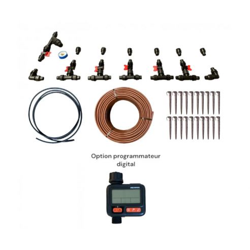 SERRES TONNEAU - Kit arrosage pour serre et potager de 0 à 50 m² - Programmateur Nez de Robinet Digital