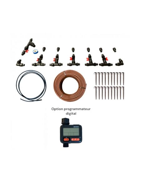 SERRES TONNEAU - Kit arrosage pour serre et potager de 0 à 50 m² - Programmateur Nez de Robinet Digital