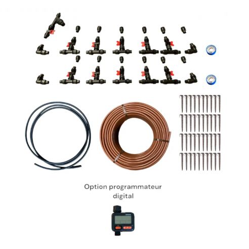 SERRES TONNEAU - Kit arrosage pour serre de 50 à 100 m² - Programmateur Nez de Robinet Digital