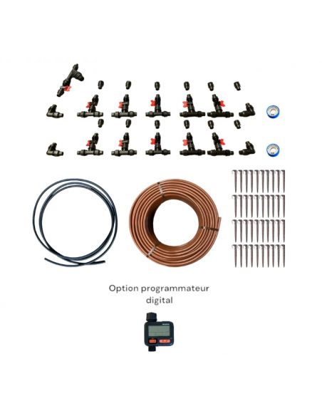 SERRES TONNEAU - Kit arrosage pour serre de 50 à 100 m² - Programmateur Nez de Robinet Digital