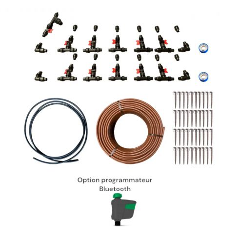 SERRES TONNEAU - Kit arrosage pour serre de 50 à 100 m² - Programmateur Nez de Robinet Bluetooth