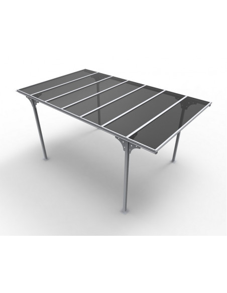 HABRITA - Carport aluminium + toit plat polycarbonate - 14.70 m² 