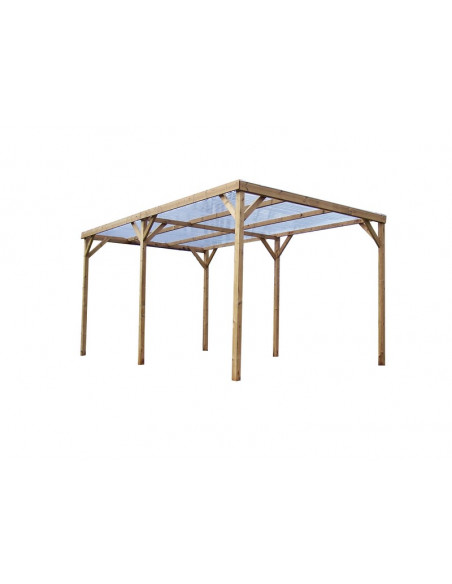 HABRITA - Pergola Thonon bois THT toit PVC - 3 X 5 m