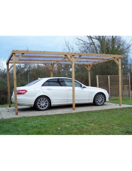 HABRITA - Pergola Thonon bois THT toit PVC - 3 X 5 m